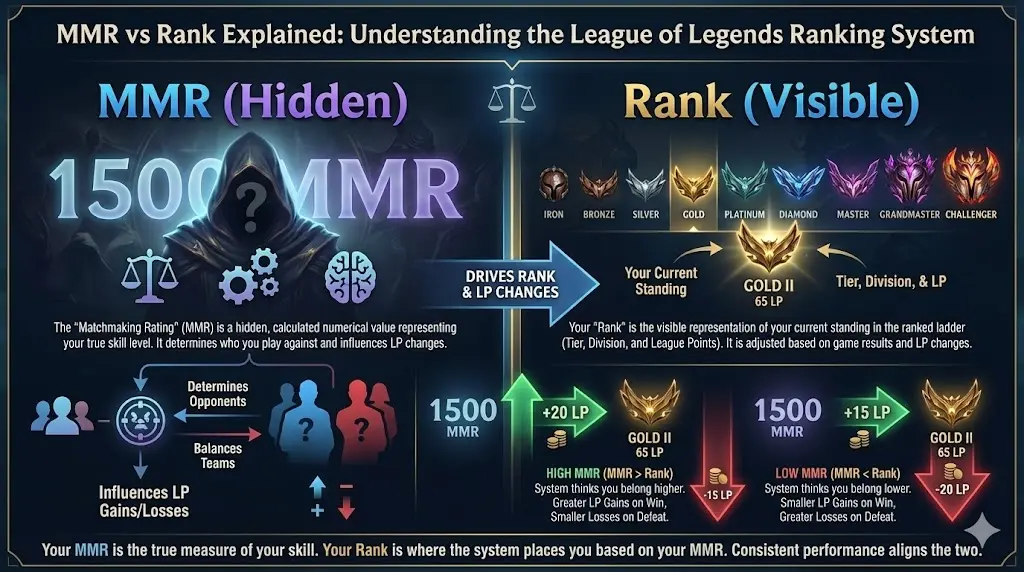 Why League of Legends LP gains are low explained by hidden MMR