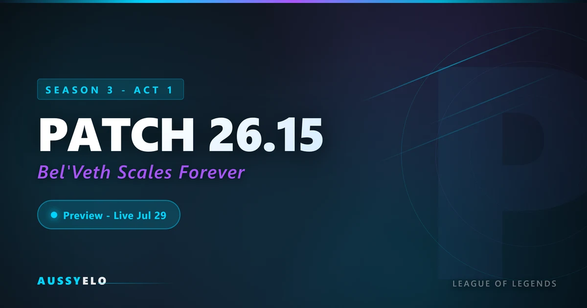 League of Legends Patch 26.15 preview graphic for Season 3 and the Bel'Veth update