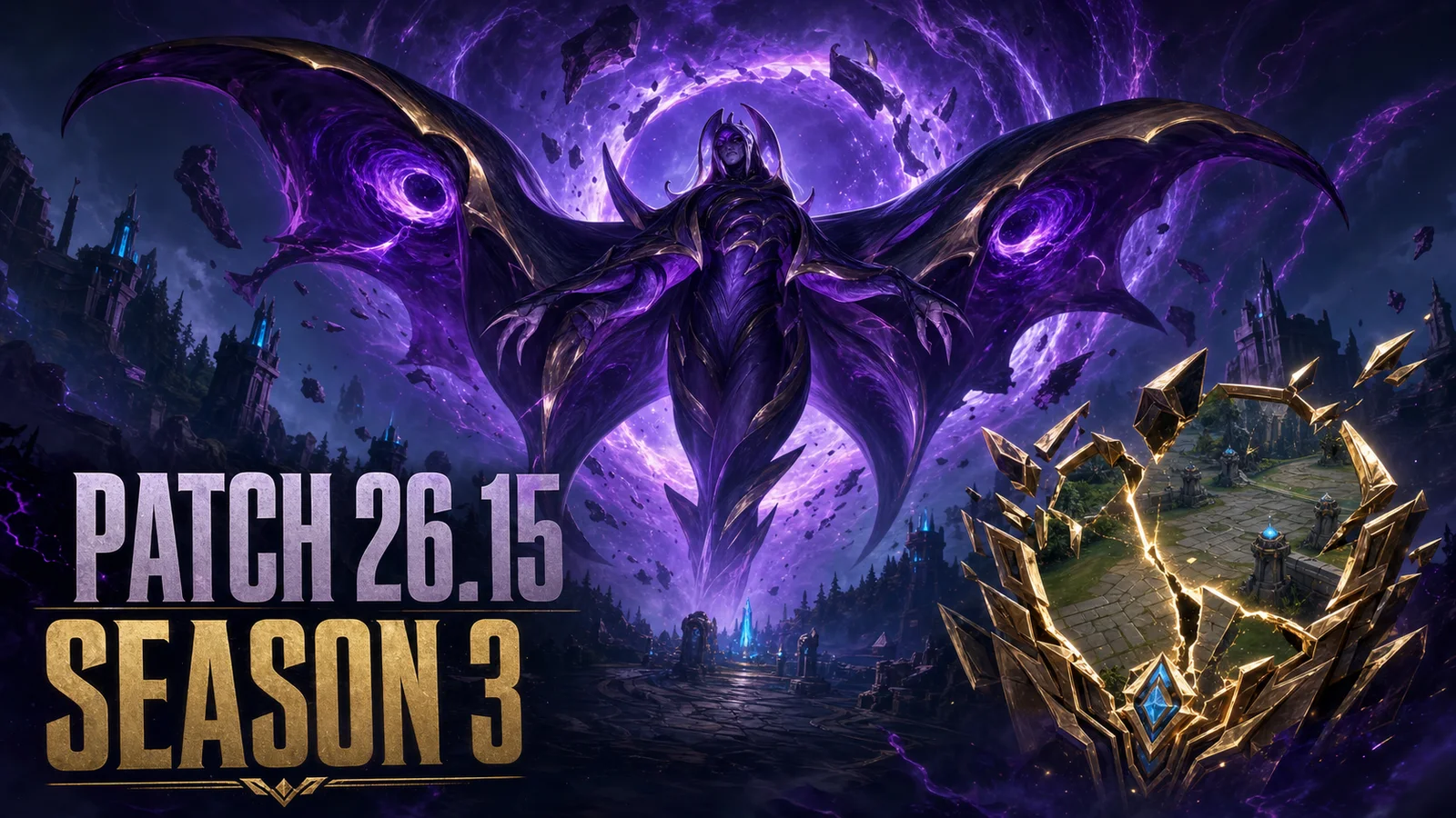 League of Legends Patch 26.15 live notes graphic featuring Bel'Veth and Season 3